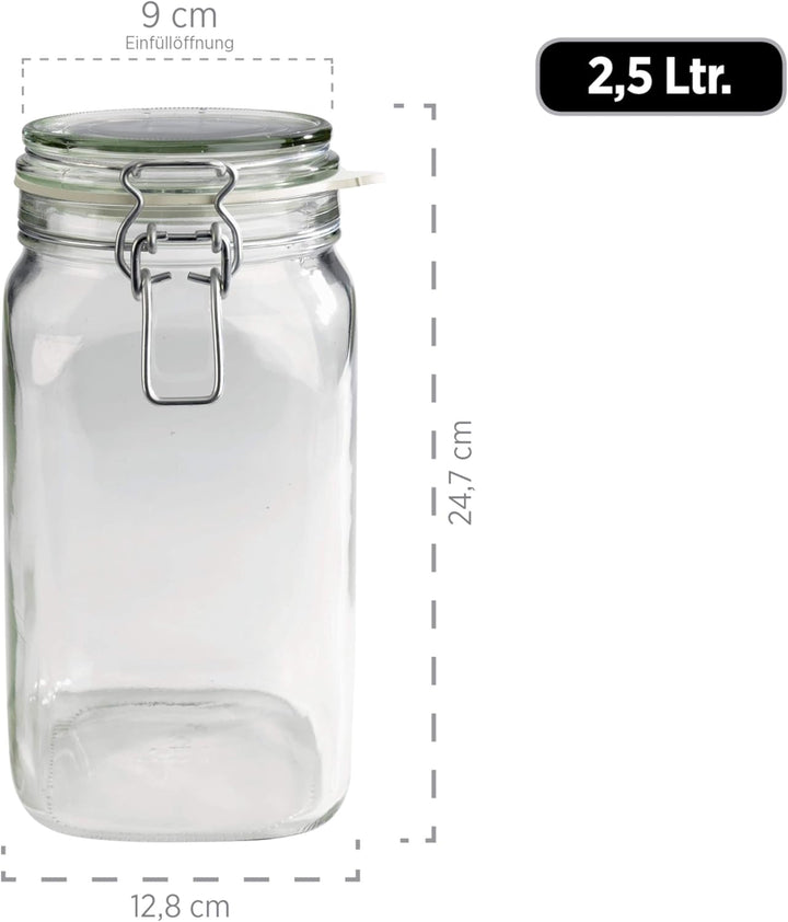 MÄSER 925343 Gothika, Einmachgläser gross, 6er Set à 2,5 l, made in Germany, Vorratsgläser mit Decke