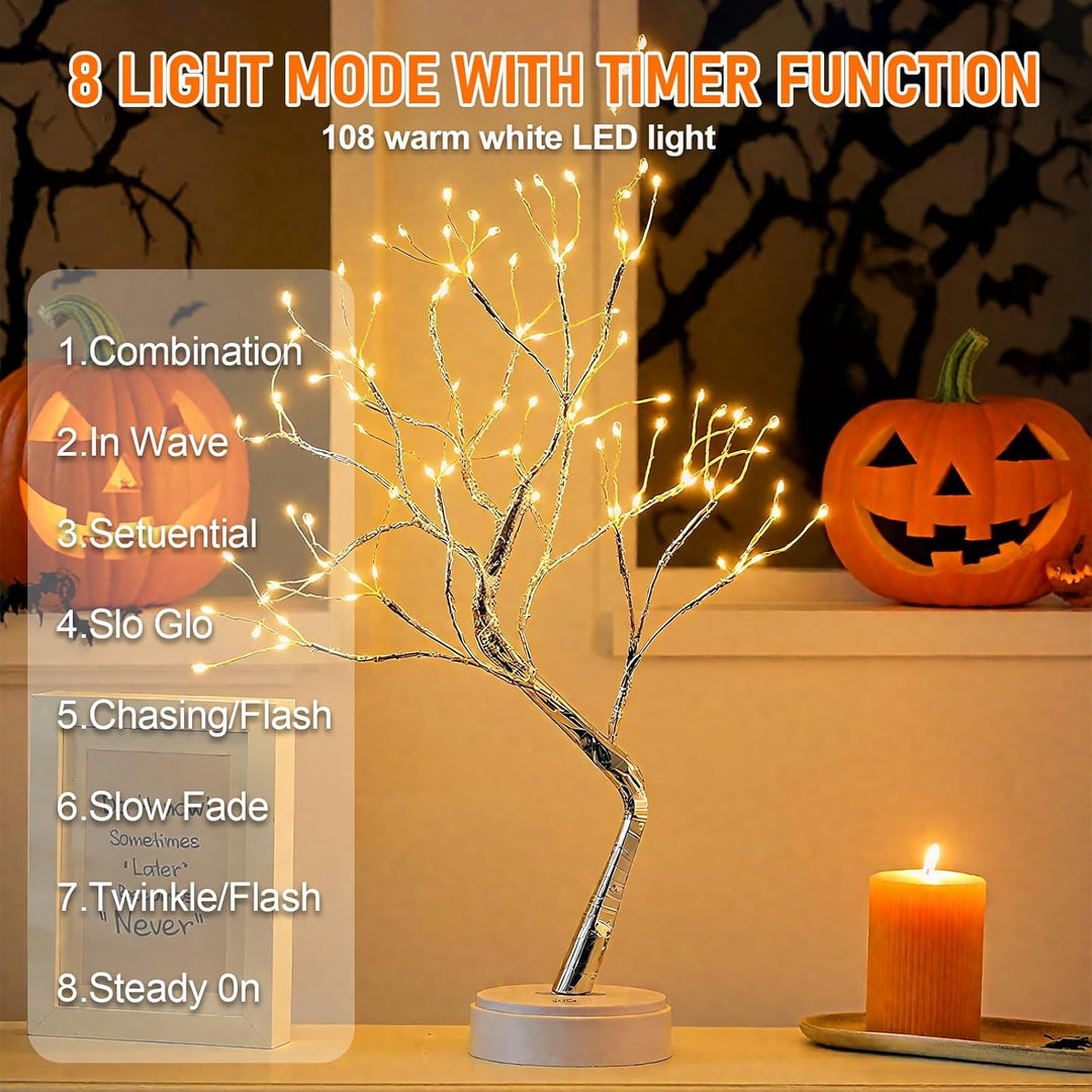 108 LED Lichterbaum Warmweiss, Dimmbar Mit Fernbedienung & Timer, 8 Modi, USB/Batteriebetrieben, Ver