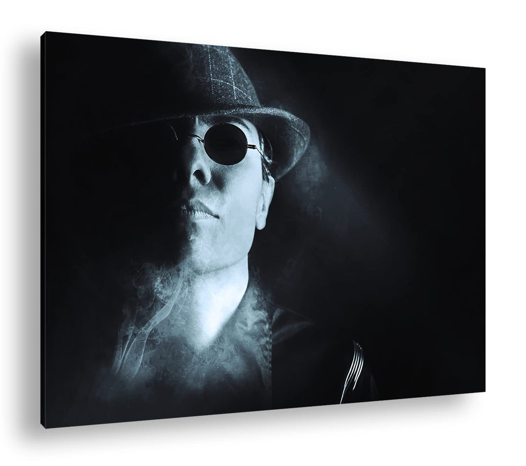 deyoli Gangster mit retro Brille Format: 80x60 als Leinwand, Motiv fertig gerahmt auf Echtholzrahmen