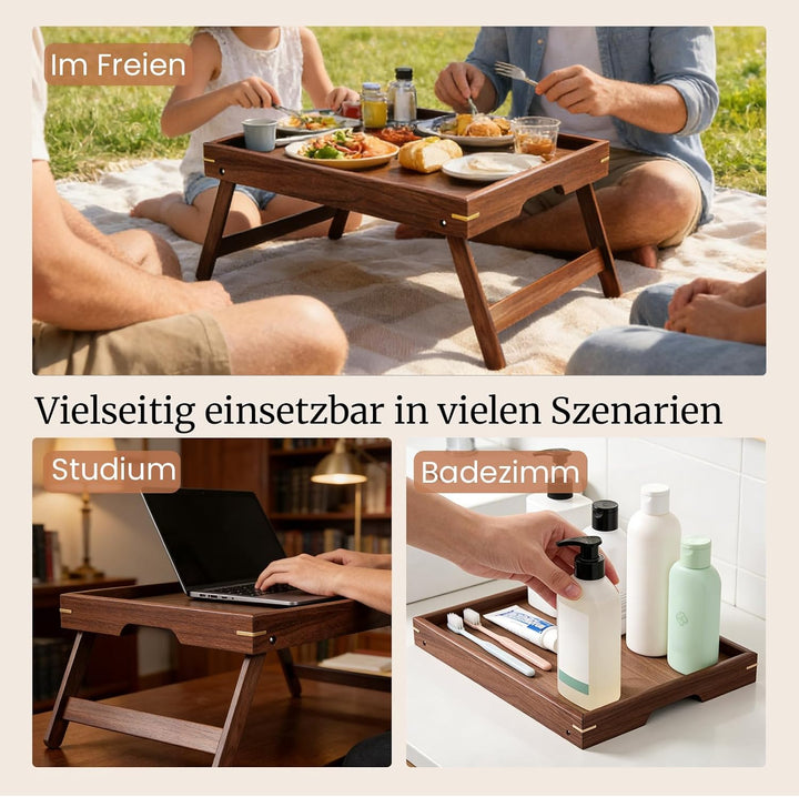 Fibogollo Betttablett Akazienholz klappbar Frühstück Laptop