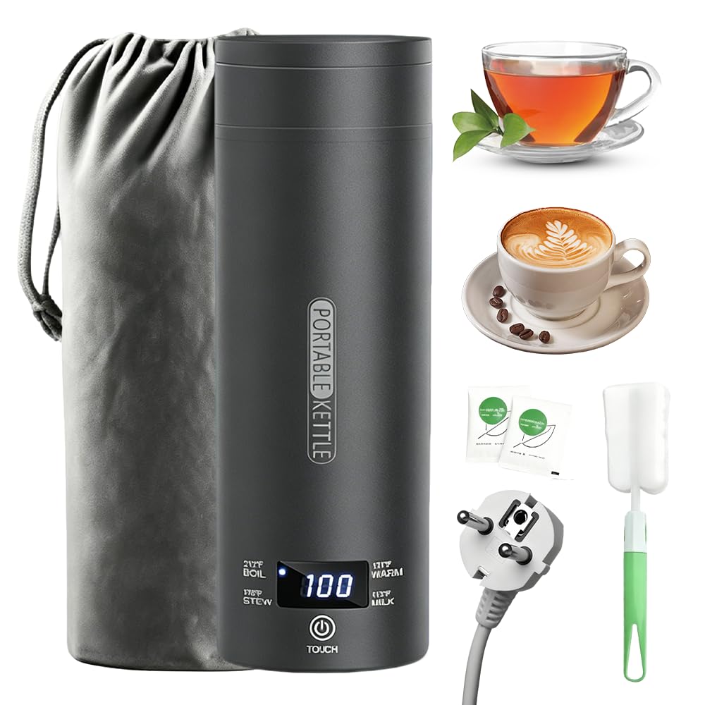 Elektrischer Reisewasserkocher Klein 500ML, Mini Wasserkocher zum Anschliessen, Wasserkocher Tragbar