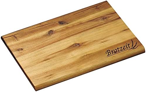 KESPER - 5er Pack - Frühstücksbrettchen XL mit Einbrand Brotzeit - 32 x 21 cm - Essbrett - Akazie -