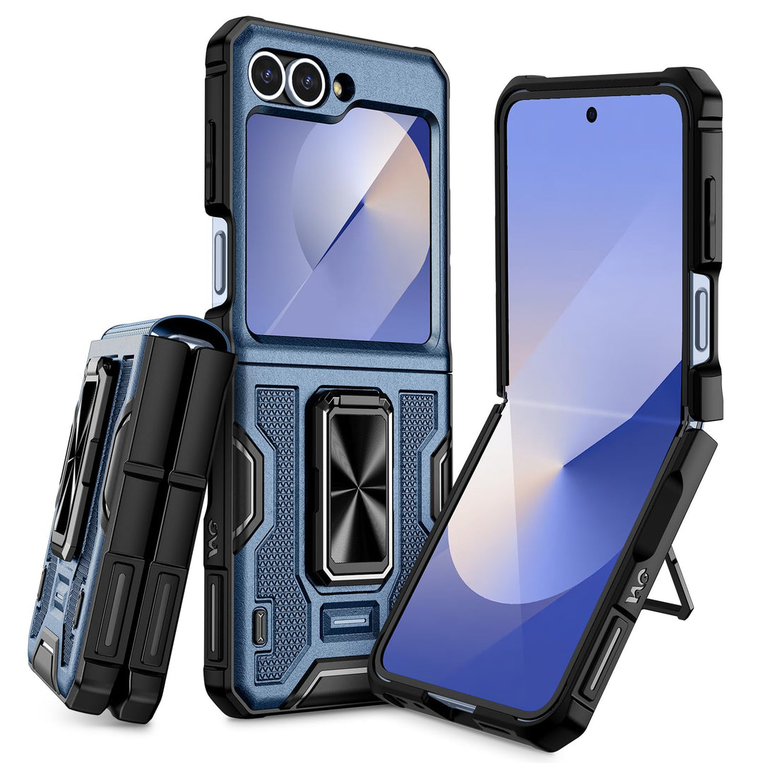 Doeshine Samsung Galaxy Z Flip 6/7 FE Hülle [Not für Flip 7] mit Ständer & Kameraschutz, Ganzkörper