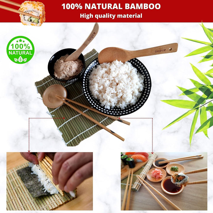 lisigoo Sushi maki maker Komplettset - Maki Maker Set - Maki Maker Set - Koffer mit Bambusmatte, Jap