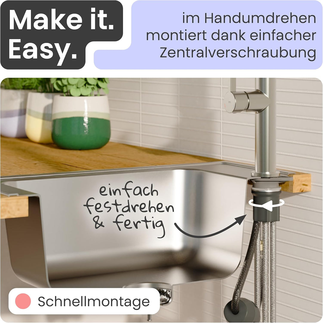 instmaier Cassia | Niederdruck Küchenarmatur mit herausziehbarem Auslauf | Edelstahl | Wasserhahn Kü