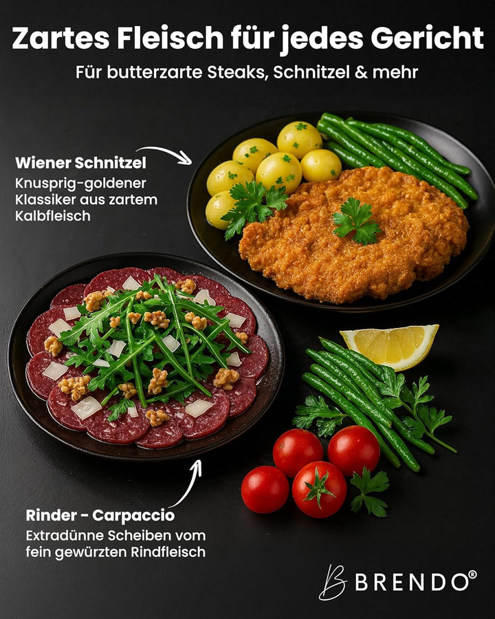 Brendo Edelstahl Fleischklopfer - Ideal für alle Fleischsorten mit Flacher & zackiger Schlagfläche I