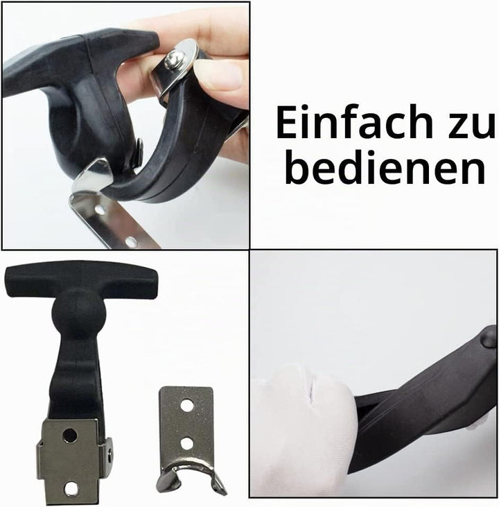 Tiardey 2 Stück elastischer Edelstahl-Gummi-Haubenverschluss,Flexible T-Griff-Haspe,Gummi,Flexible Z