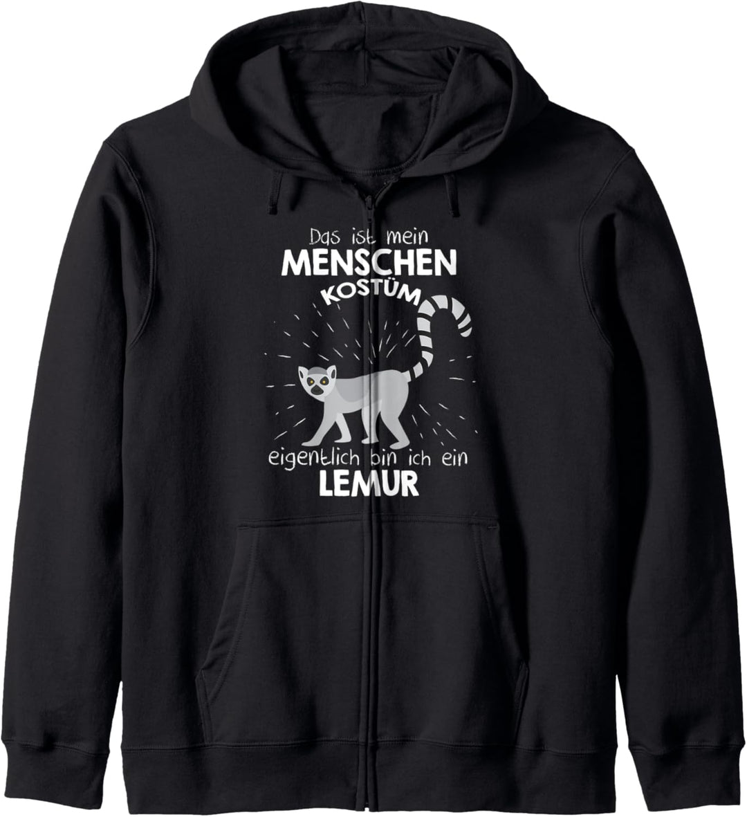 Mein Menschen Kostüm Bin ich ein Lemur, Halloween Outfit Kapuzenjacke