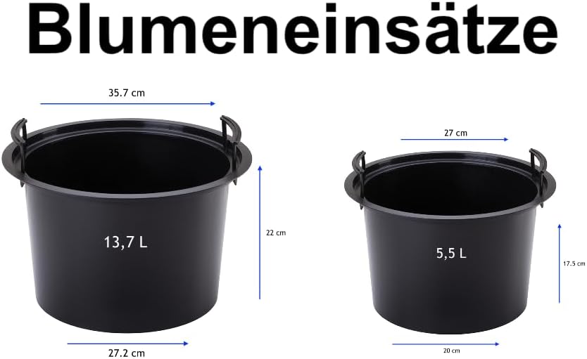 MELTOM Blumenkübel Blumentopf Rund Slim Hoch 3D Effekt Dekorativ Pflanzkübel mit Herausnehmbaren Ein