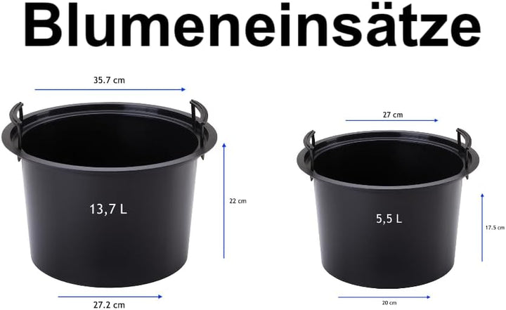 MELTOM Blumenkübel Blumentopf Rund Slim Hoch 3D Effekt Dekorativ Pflanzkübel mit Herausnehmbaren Ein