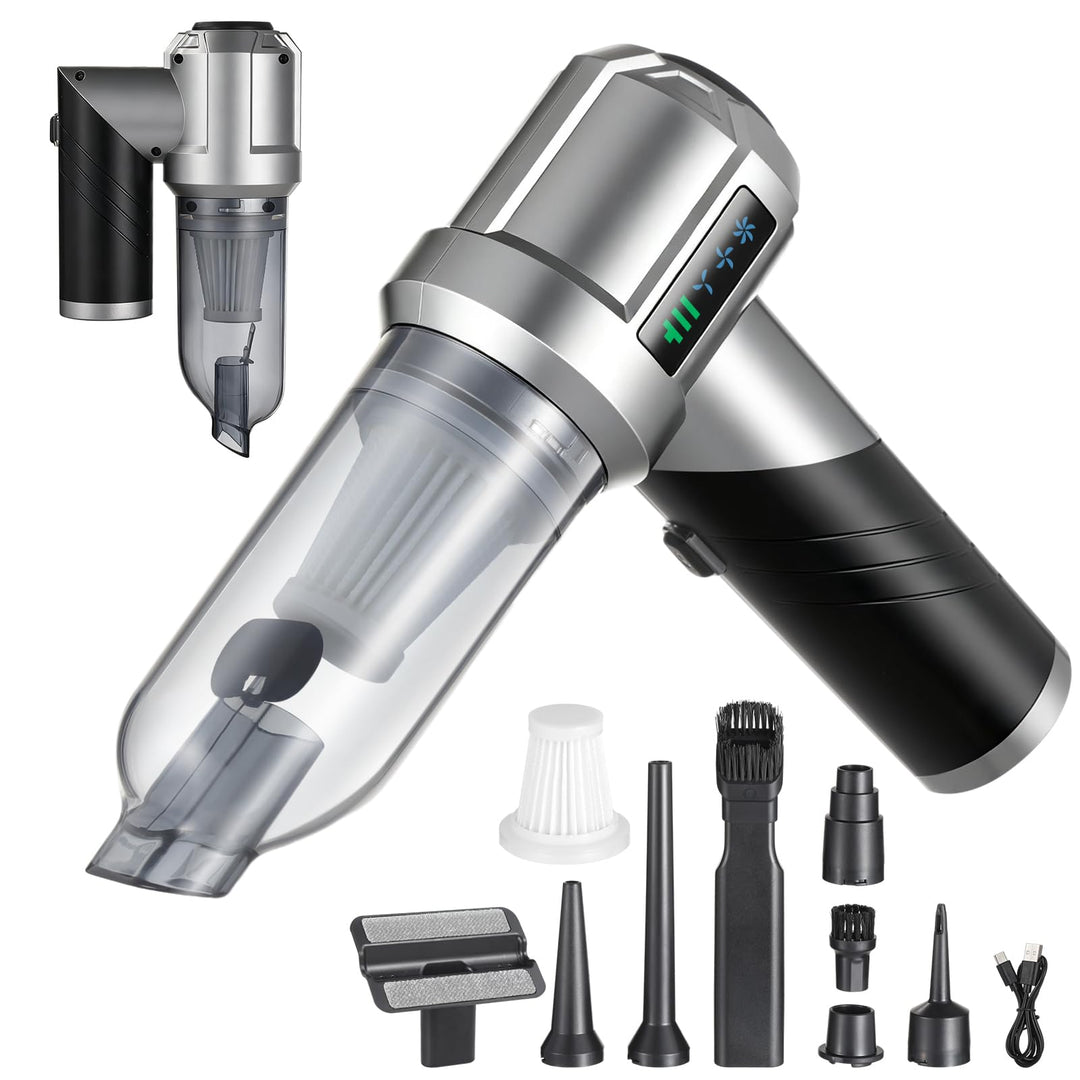Kabelloser Handstaubsauger 16000Pa, 4-in-1 Akku Auto Staubsauger mit 6000mAh, Faltbarer Mini Staubsa