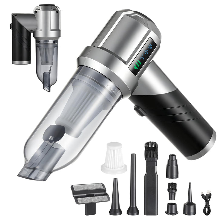 Kabelloser Handstaubsauger 16000Pa, 4-in-1 Akku Auto Staubsauger mit 6000mAh, Faltbarer Mini Staubsa