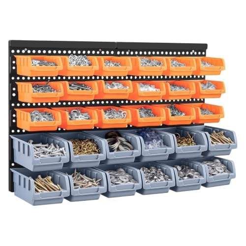 Werkzeugwand Organizer 32-teilig mit Sortierboxen orange grau Grau + Orange, Grau + Orange