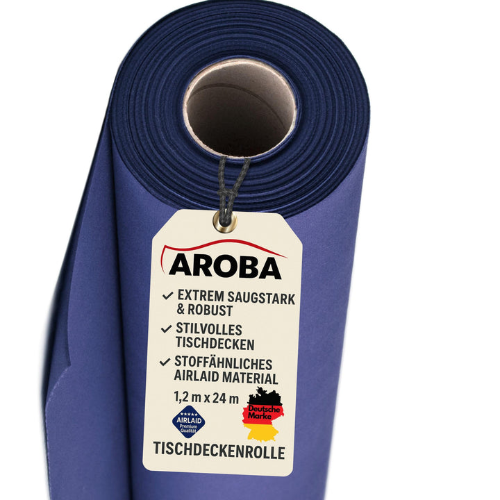 AROBA 1x Airlaid Tischdeckenrolle (Blau, 1,2 m x 24 m) - Stoffähnliche Tischdecke - Hochwertige Tisc