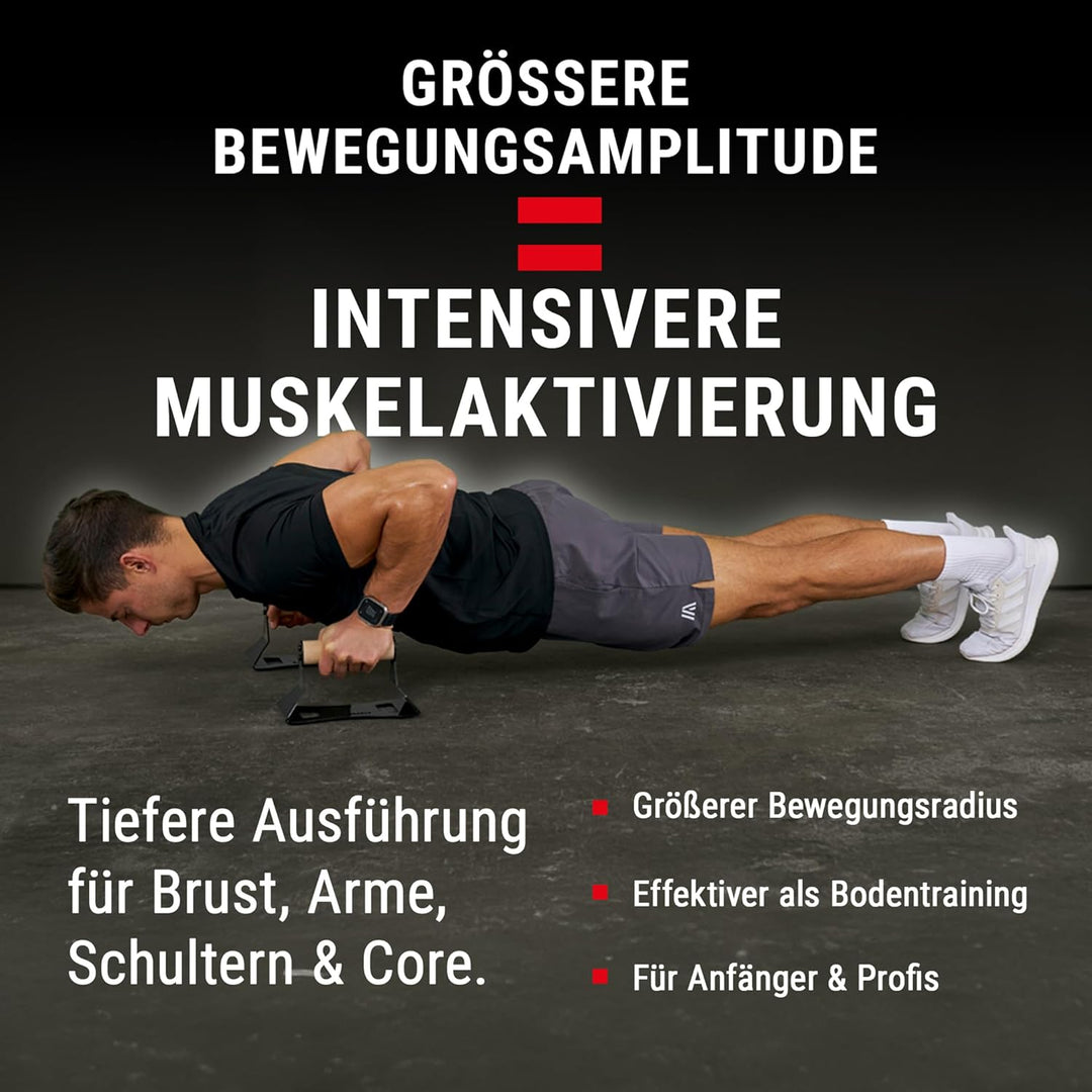 HAMMER Liegestützgriffe NorsK, 2er Set, Push Up Bars Buchenholz, rutschfest, ergonomische Griffhöhe,