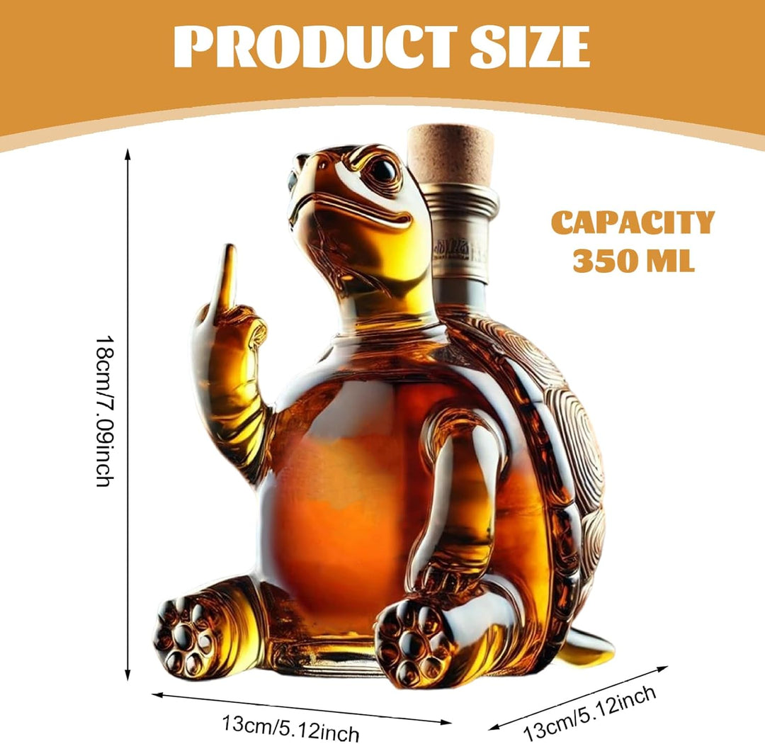 Whiskey-Dekanter, 350 ml, Schildkröten-Weindekanter, der seinen Mittelfinger zeigt, 5, 1 x 5, 1 x 7,