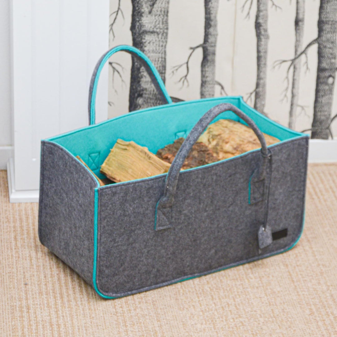 DuneDesign Bis 25kg: Shopping Bag Filz XXL - 50x25x25 Schwerlast Filztasche Gross - Kamintasche für
