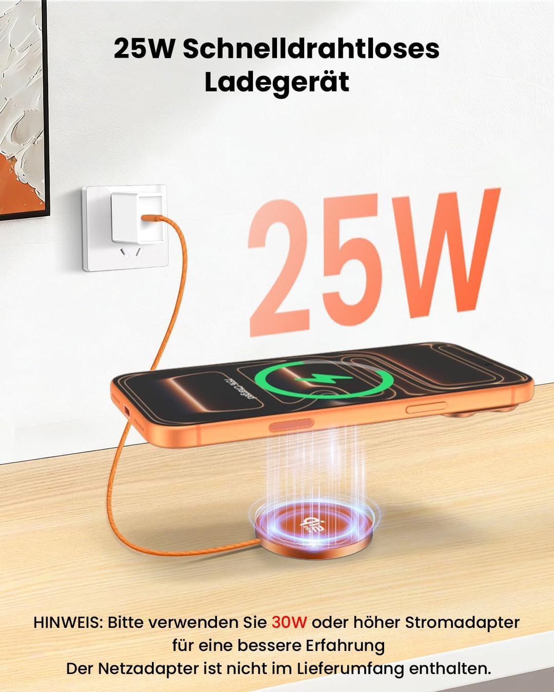 GEEKERA Qi2.2 25W magnetisches Schnellladegerät: Ultradünnes Flaches Wireless Charger für Apple MagS