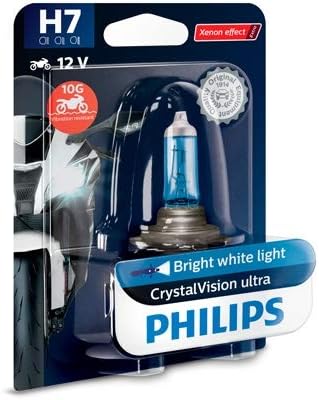 Philips 12972CVUBW Crystalvision Ultra Moto H7 Motorrad-Scheinwerferlampe, 1 Stück H7 Single, H7 Sin