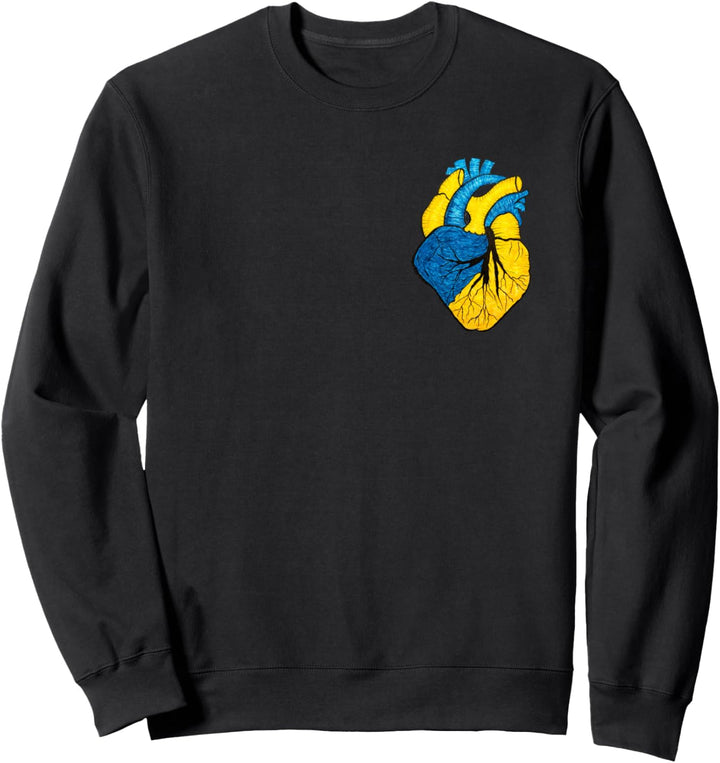 Ukrainische patriotische Flagge blau gelbes Herz Sweatshirt