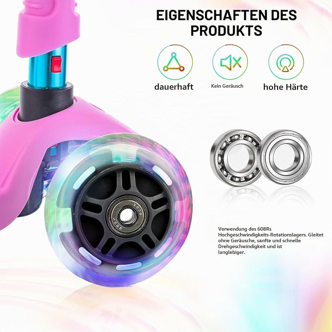 DBREAKS Leuchtende Stunt Scooter Rollen, 2 Stück LED-Lichtrollen, 100mm Led Scooter Ersatzräder Räde