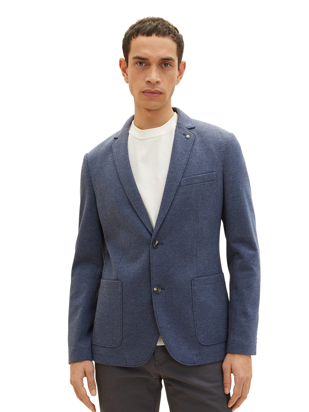 TOM TAILOR Herren Piqué Sakko 46 29115 - Blue Pique Melange, 24
