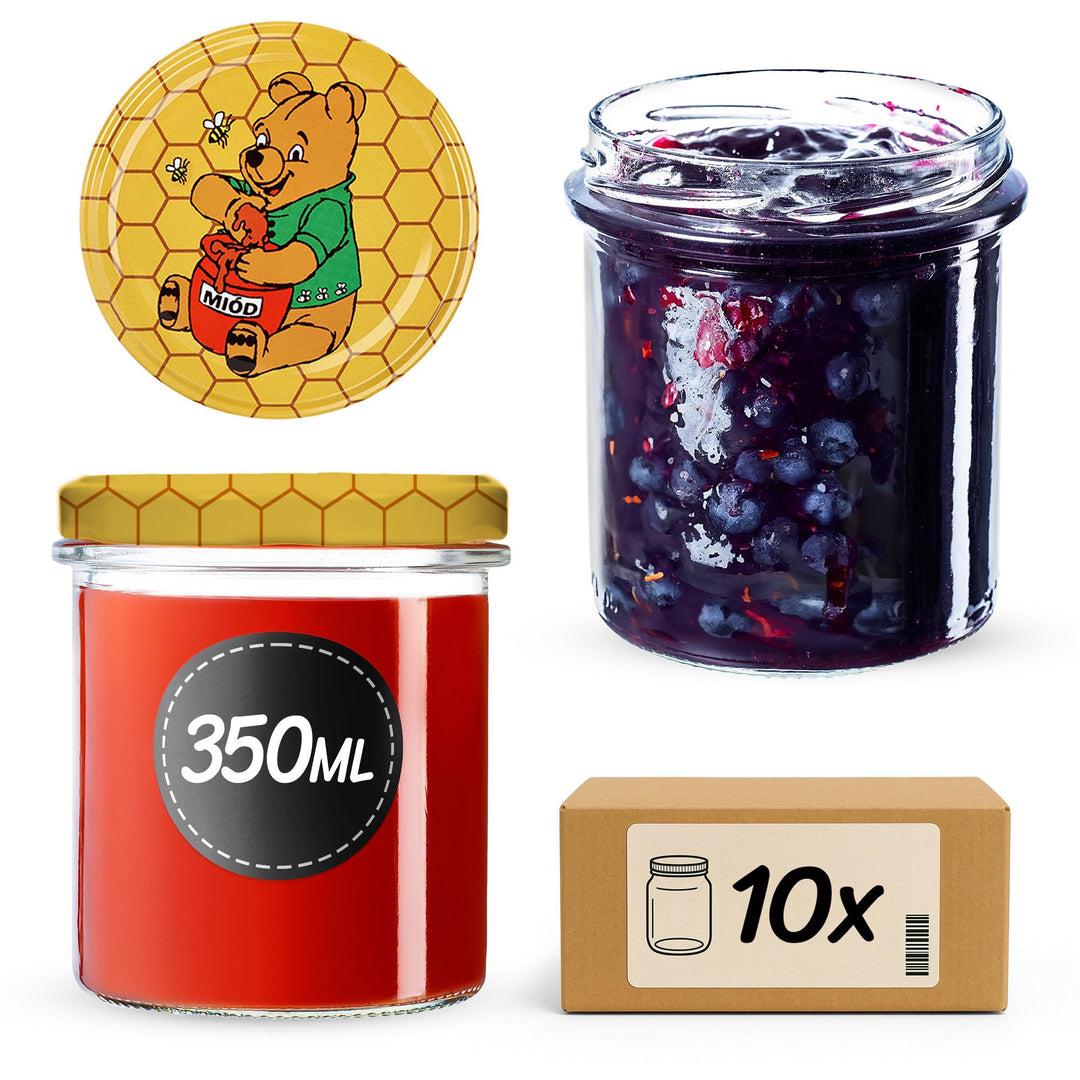 KADAX 10er Set Marmeladengläser 350ml TO82, Einmachgläser Vorratsgläser Mason Jar mit Schraubdeckel,