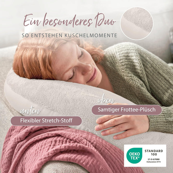 Theraline Plüschmond Stillkissen, Kopfkissen und Nackenkissen mit Perlen, ergonomisches Kissen zum S