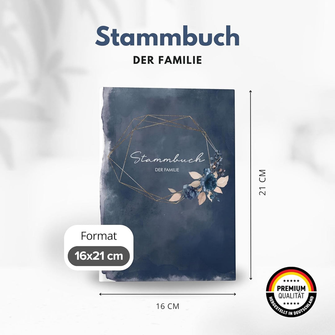 Stammbuch zur Hochzeit Standesamt - Stammbuch der Familie - Familienstammbuch inkl. Einleger - Water