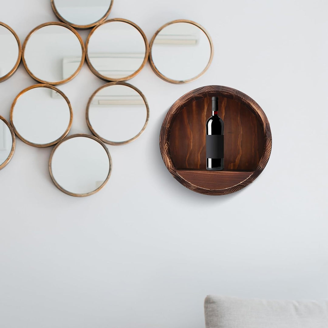 Gadpiparty Rustikales Wand weinfass Regal aus Holz Platzsparendes Wandmontage getränkeregalsystem Vi