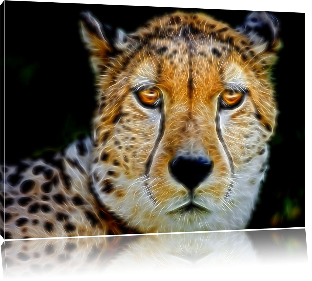 Dark ruhender Gepard Deluxe Format: 100x70 cm auf Leinwand, XXL riesige Bilder fertig gerahmt mit Ke