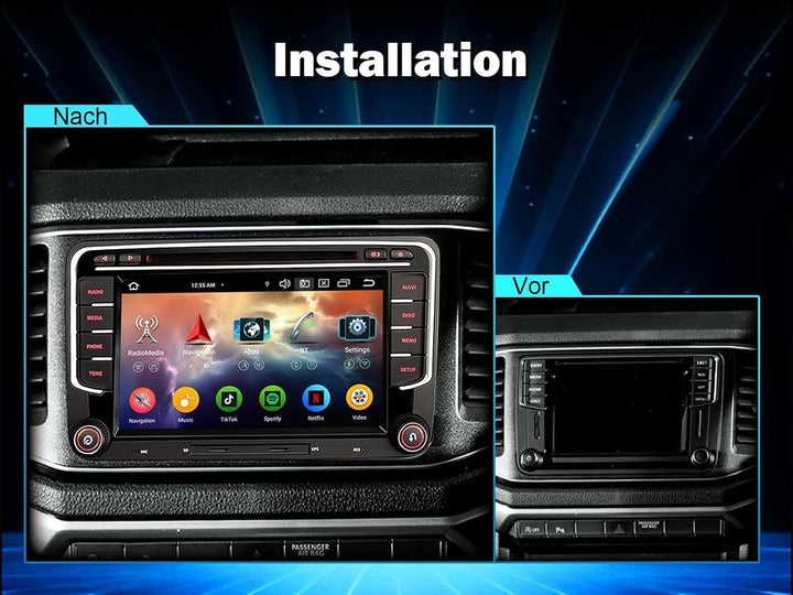 Erisin 7 Zoll Android 14 Autoradio CD mit GPS Navi für VW Polo 6R Crafter Amarok Caddy Transporter T