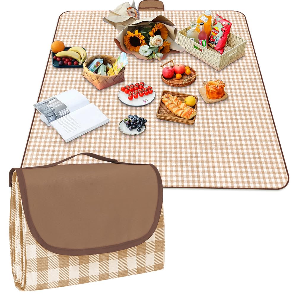 Picknickdecke, 150 x 200cm, Faltbare Campingdecke mit wasserdichter Unterseite，Sandfeste Strandmatte