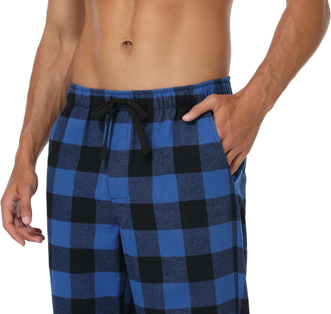 North Bund Schlafanzughose Herren, 100% Baumwolle Kariert Pyjamahose Dicke Flanell Schlafhose Weich