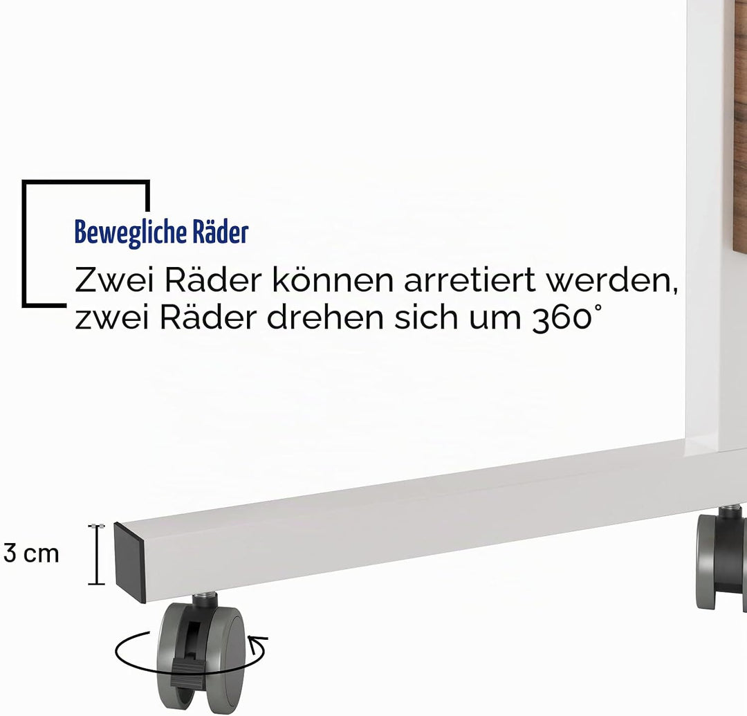 SogesHome Laptoptisch 80 * 40cm höhenverstellbar PC-Tisch mit Rollen, Betttisch, Beistelltisch,Klein