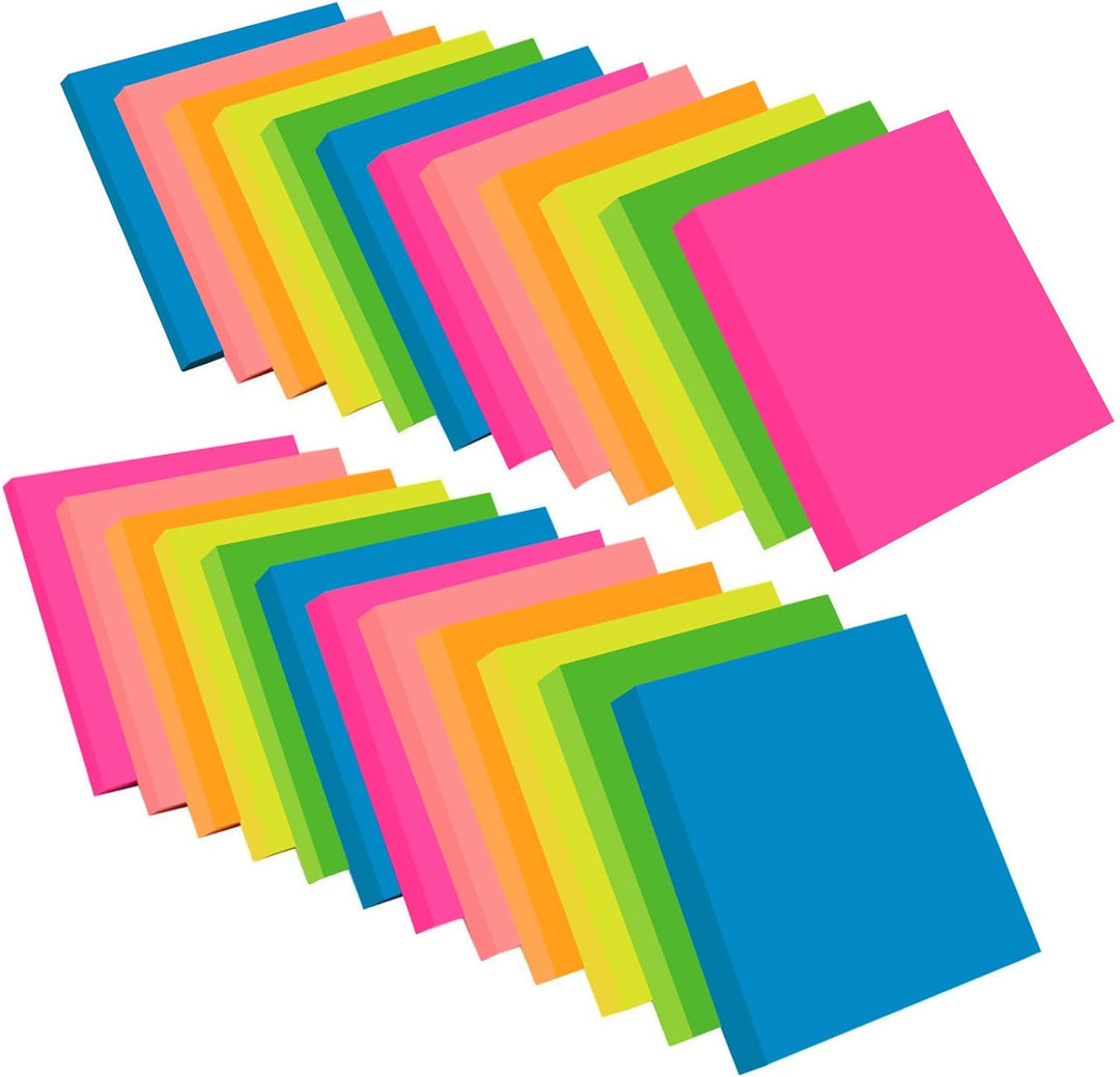 ZCZN Haftnotizen 24 Blöcke 76 x 76 mm Klebezettel, 100 Blatt/Block, Sticky Notes in 6 Neonfarben 6 N