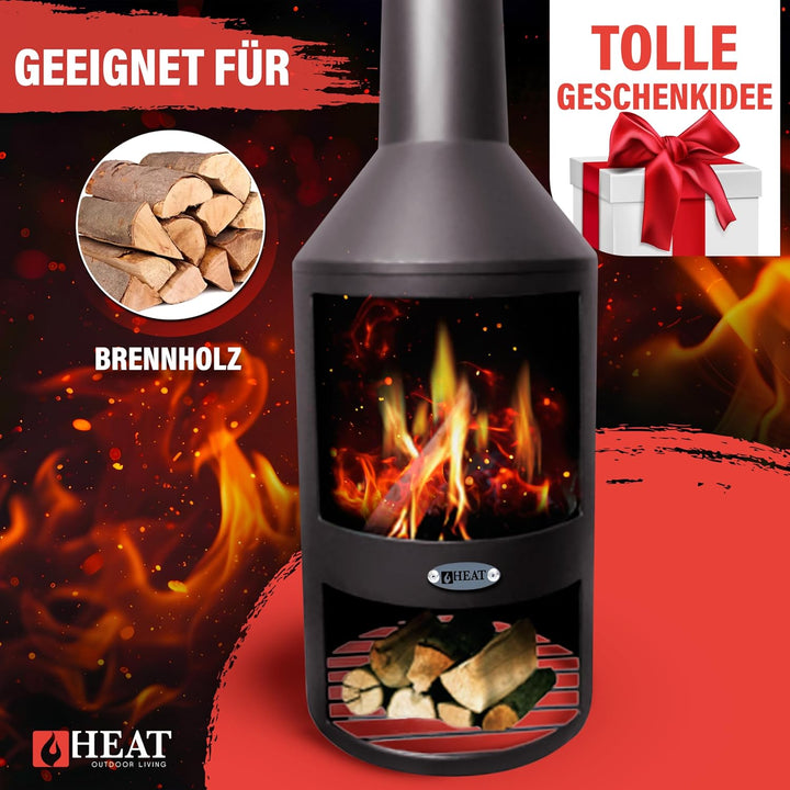 Larvik - Terrassenofen - Feuertonne & Feuerstelle für entspannte Abende - Feuersäule Outdoor - Terra