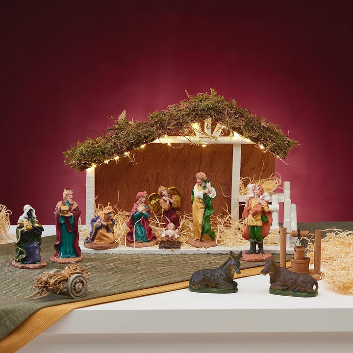 VBS Krippe Damaskus Holz Moos 40x13x26 cm Weihnachtsdeko Krippenfiguren Krippenstall Weihnachten Dek