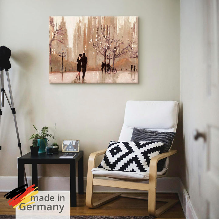 ARTland Leinwandbilder Wandbild Bild auf Leinwand 80x60 cm Wanddeko Liebespaar Liebe Stadt Paar Male