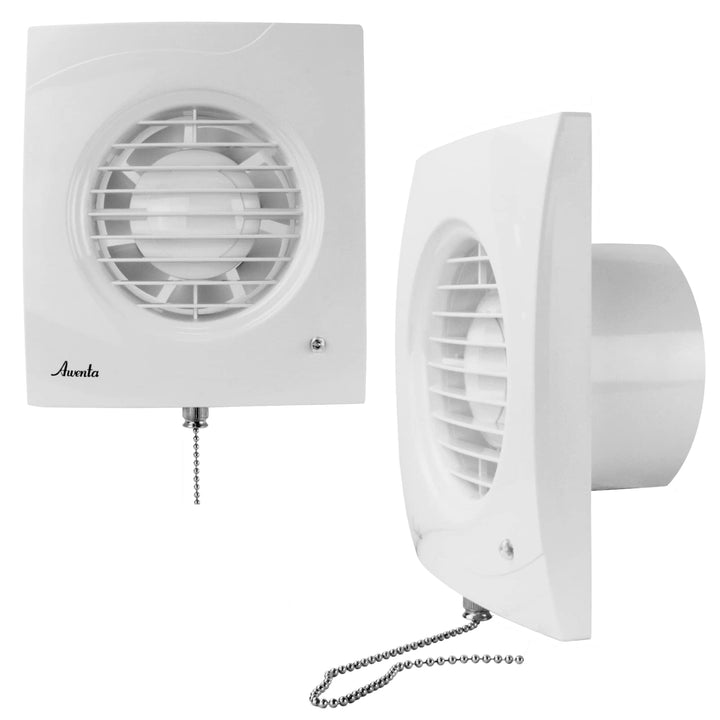 VONLIS Badlüfter Lüfter Wandlüfter Ventilator WC Bad Küche leise Ø 100 mm Zugschalter