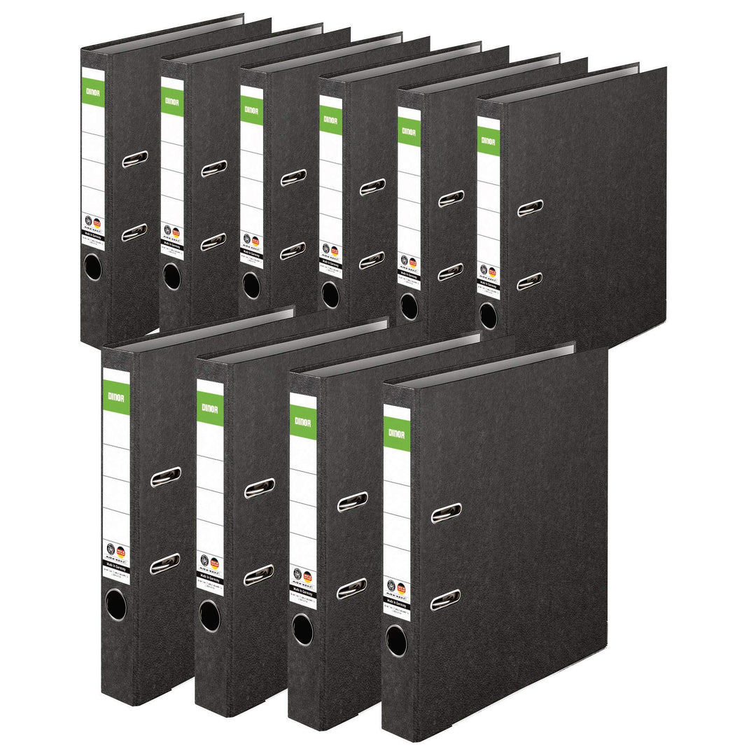 Original DINOR Ordner-Wolkenmarmor-Recycling - Made in Germany. 10er Pack 5 cm breit DIN A4 schwarz