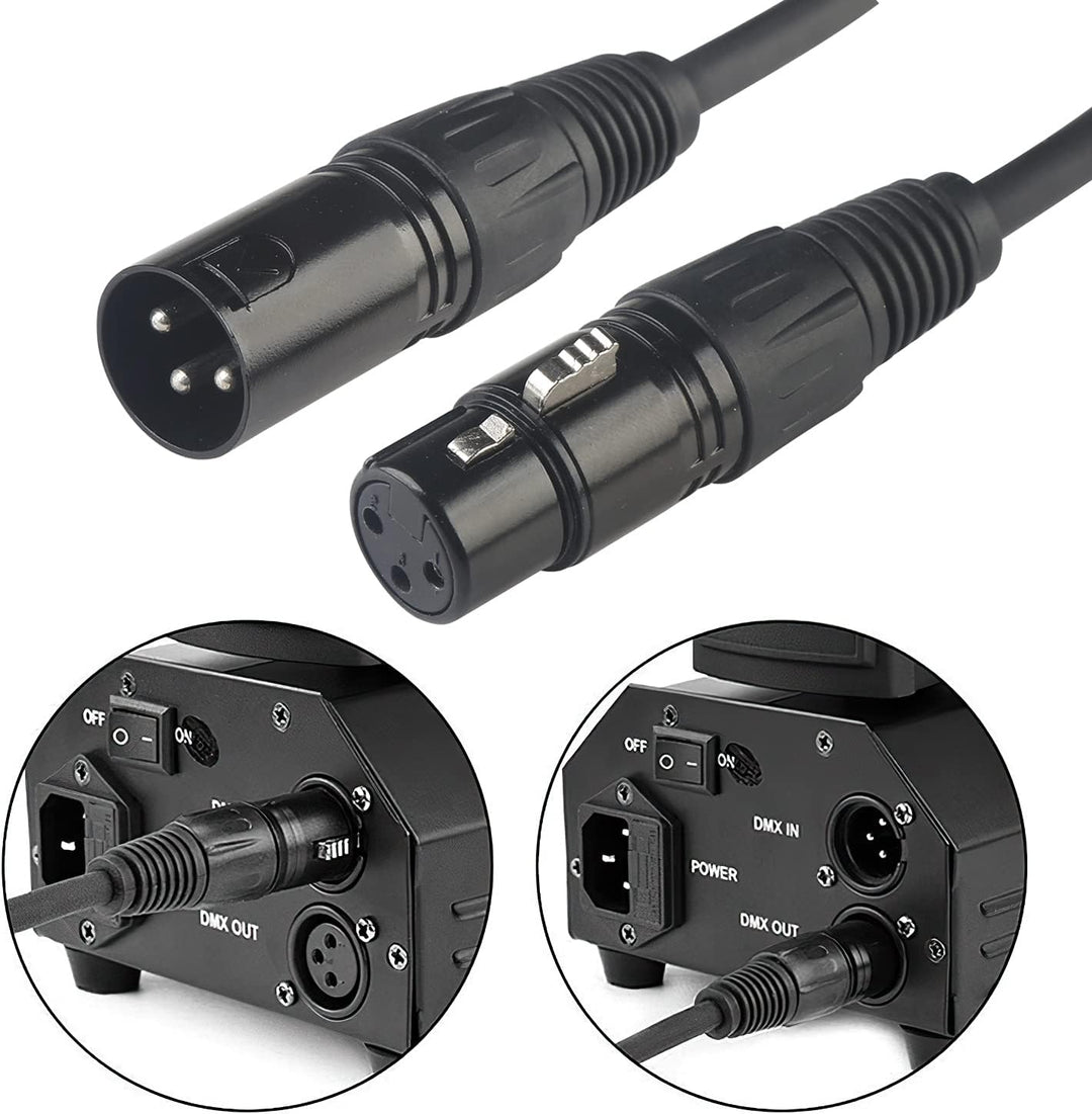 DMX Kabel 1.2m, 3.94ft XLR Kabel for Stage Light or Microphone, DMX Kabel 3 Polig With Male to Femal