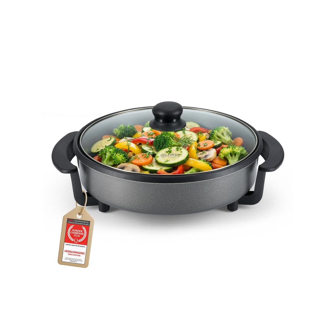 TZS First Austria - Elektrische Multipfanne 1,8L - Ø30cm - 1500W - 5 Temperatureinstellungen - 240°C