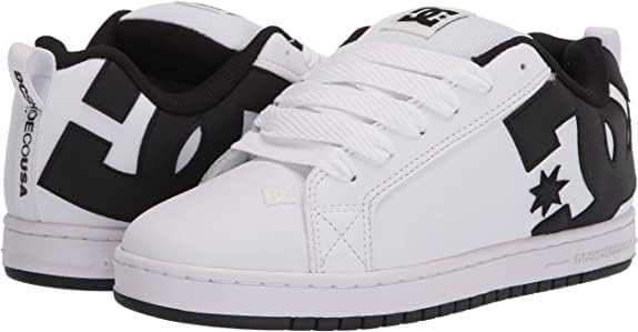 DC Shoes Herren Court Graffik Low-Top Sneaker 45 EU Weiss Schwarz Schwarz, 45 EU Weiss Schwarz Schwa