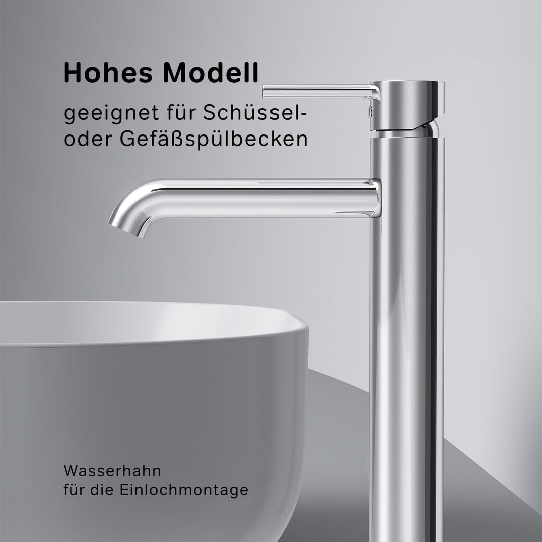 Wasserhahn Bad Hoch, Waschbecken Badarmatur, Mischbatterie Waschbecken aus Messing, Waschtischarmatu