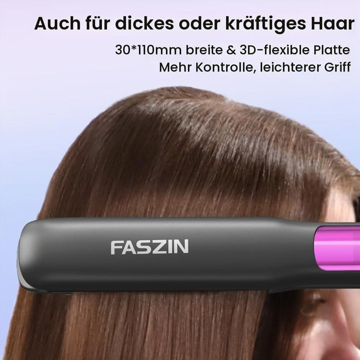 Faszin 2 in 1 Glätteisen Locken und Glätten, Titanplatten Ionen Haarglätter für einen glatten Stil,