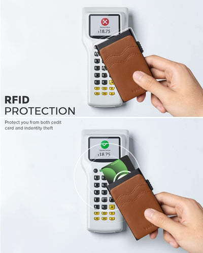 VULKIT Kreditkartenetui Minimalistische Slim Pop Up Geldbörse mit Lederschlitzen RFID-Blockierung fü