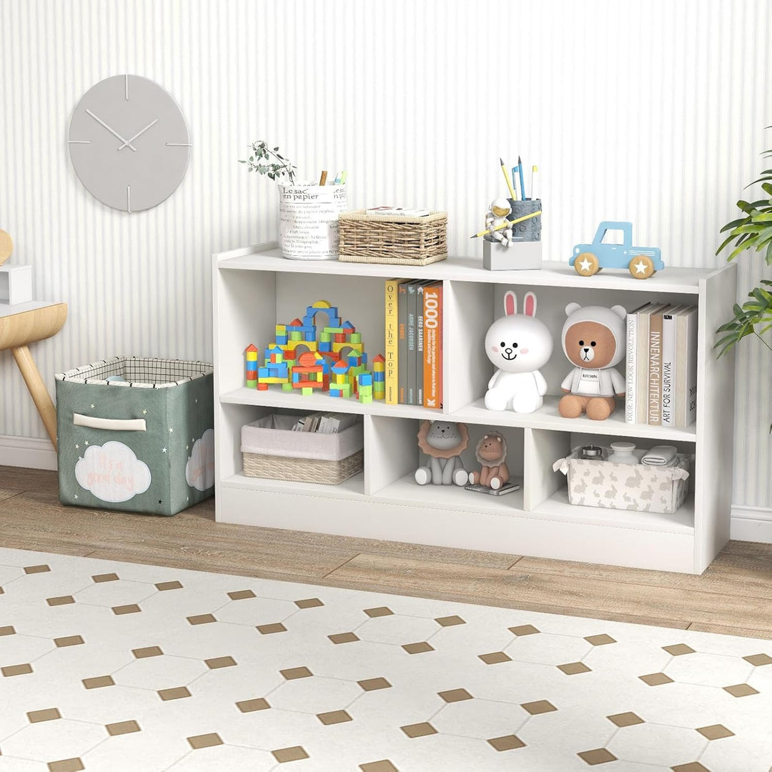 KOMFOTTEU Spielzeugschrank Kinder, Spielzeugregal mit 5 Fächer in 2 verschiedenen Grössen, Kinderreg