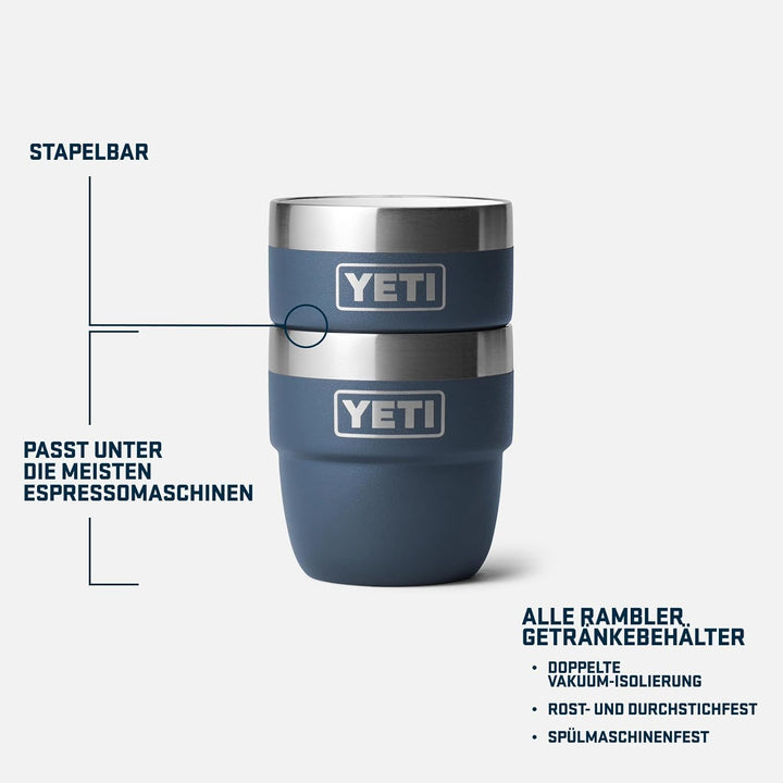YETI Rambler Stapelbare Tasse Mit DuraSip Keramikbeschichtung, Black, 2 Pack 4 oz (118 ml), Black