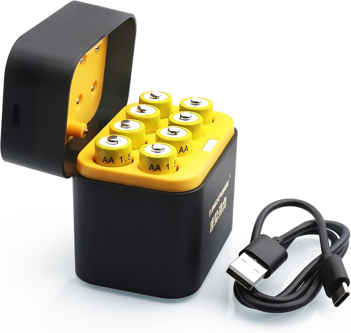 Wiederaufladbare Akkus 8 Stück 1,5V 4000mWh, AA Akku mit Ladegerät AA Aufbewahrungsbox, 1600+ Zyklen